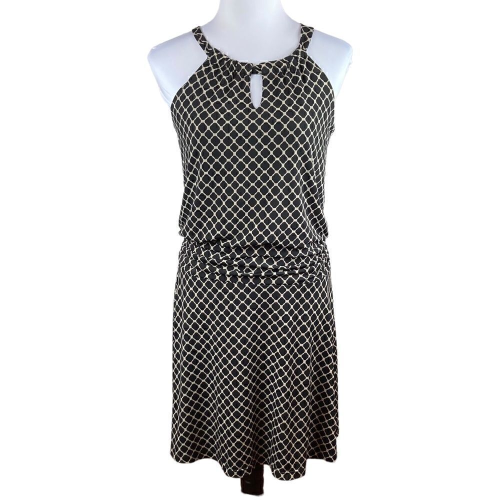 Enfocus Studio Black And‎ Tan Halter Neck Fit And Flare Dress, Size 10
